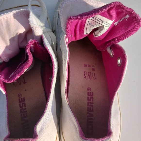 Converse Size 6 White Pink Kid's Sneaker Shoes - Picture 6 of 10